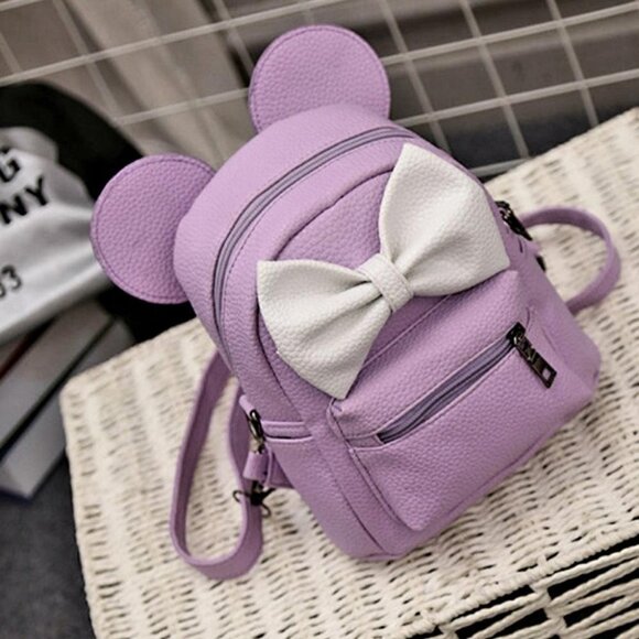 Vegan Leather Mini Mickey Violet & White Bow - Picture 2 of 8